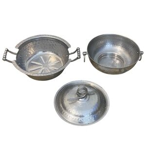 Vintage EVERLAST Hammered Forged Aluminum Lidded Serving‎ Dish Bowl